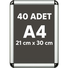 Ofisds 40 Adet A4 Alüminyum Çerçeve Rondo Köşe Aç Kapa Açılır Kapanır