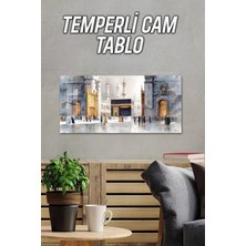 KutuTR 3D Görünümlü 2d Baskı Temperli Cam Tablo – Kâbe ve Mescid-I Haram Uv Baskı 60X30 Cm- TVD072