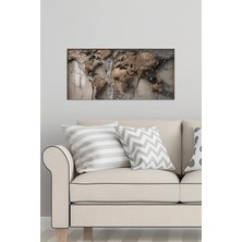 KutuTR 3D Görünümlü 2d Baskı Temperli Cam Tablo –dünya Haritası Kabartma Görünümlü Uv Baskı 60X30 cm TVD100