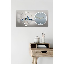 KutuTR 3D Görünümlü Temperli Cam Saat Tablo–dağ ve Geyik Temalı Uv Baskı 60X30CM(IŞIKLI Değildir)- YSG004