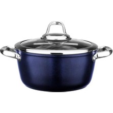 Storemax Titanium 24CM Tencere, Çelik Kulp, Özel Çerçeveli Cam Kapak Metalik Mavi