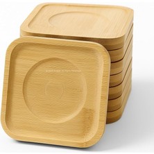 Storemax 6 Adet Bambu Çay Tabağı, Yuvarlak Altlık Model, Fincan ve Kupa Altlığı, Şık ve Dayanıklı Tasarım (Kare)