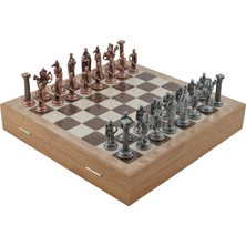 Storemax Büyük Boy Metal -Bizans Satranç Tk. ve Mermer Desenli Sandıklı Mdf TAHTASI(36X36 Cm.)