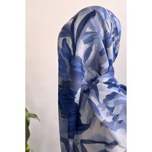 Ande Tesettür Aden Desen Pamuk Eşarp - Soft Mavi