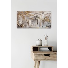 KutuTR 3D Görünümlü Temperli Cam Saat Tablo – Şelale ve Dağ Manzarası Uv Baskı 60X30 cm - YSG010