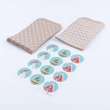 Storemax 20 Adet Puantiye ve Zikzak Desenli Kese Kağıdı (18X30 Cm) ve Çiçekli Yılbaşı Şekilli Olu