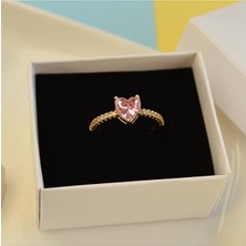 Heppii Tektaş Pembe Kalpli Yüzük Hediye Paketli Yüzük Ciddi Ilişki Yüzüğü Sevgili Yüzüğü Ayarlanabilir