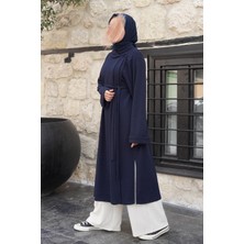 Ande Tesettür Omuz Tuturmalı Triko Tunik - Lacivert