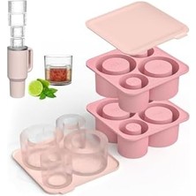 Storemax Uyumlu Silikon Buz Kalıbı, Pembe, 4 Bölmeli, Kapaklı, 15.2 x 15.4 cm