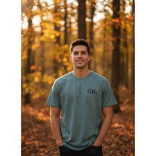 Kurukafa Baskılı Mavi Oversize Tişört