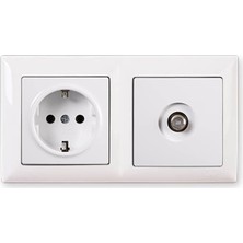 Storemax Visage Beyaz 2'li Set Topraklı Priz ve Telefon Nümeris Cat3 Set