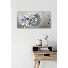 KutuTR 3D Görünümlü Temperli Cam Saat Tablo–dağ ve Geyik Temalı Uv Baskı 60X30 Cm(Işıklı Değildir) - YSG008