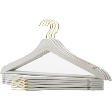 Storemax 24 Adet Beyaz Ahşap Görünümlü Plastik Askı Kıyafet Gömlek Askısı Kancalı