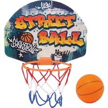 Storemax 107406024 Basketbol Seti, Kapı Askılı, Tahta 27 x 5 x 21 Cm, Fileli Pota 15 Cm, Top 8,6 Cm, 3 Yaş ve Üzeri