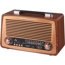 Storemax Büyük Boy Retro Radyo Taşınabilir Bluetooth Speaker ve Hoparlör Klasik Antika Tarzı Iç ve Dış Mekan Multiband USB Girişli Dekoratif Klasik Radyo 30,5X18X11,5 cm 3299BT (Koyu Kahverengi)