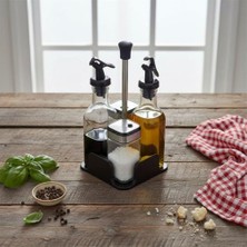 Storemax Dörtlü Baharatlık ve Yağlık Sirkelik Seti | Stantlı Tuzluk, Karabiberlik, Zeytinyağlık ve Sirkelik Takımı | Masaüstü Mutfak Seti 2 Adet 200 ml Yağlık, 2 Adet 100 ml Tuzluk Karabiberlik