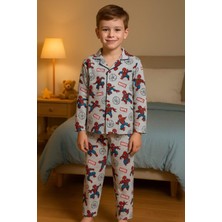Pistyle Erkek Çocuk Karekter Desenli Düğmelli Pijama Takımı