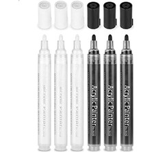 Storemax Siyah Beyaz Boya Kalemleri, 6'lı Paket Akrilik Siyah Beyaz Kalıcı Işaretleyiciler, Taş, Ahşap, Metal, Seramik, Cam, Graffiti, Kağıt ve Çizim Için Akrilik Boya Kalemleri