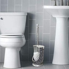 Storemax Nu Steel Boncuklu Kalp Reçine Tuvalet Temizleme Fırçası Tutuculu Kase Temizleyici, Yer Tasarrufu, Fırçalama Temizleyici, Iyi Kavrama Dekoratif Tasarım, Krom, Gümüş