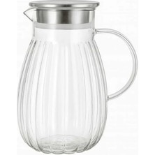 Storemax Metal Kapaklı Cam Sürahi – Dayanıklı Şeffaf Cam, Şık ve Sağlam Tasarım, Soğuk ve Içecekler Için