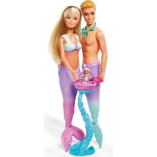 Storemax 105733524 Steffi Mermaid Giydirilebilir Oyuncak Bebekler, Hamile Deniz Kızı ve Deniz Adamı Kevin, Bebek Yatağı Ile, 29 Cm, 3 Yaş ve Üzeri Çocuklar Için