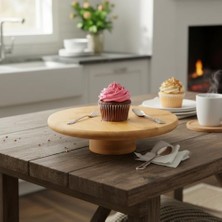 Storemax Ayaklı Yüksek Bambu Sunum Tabağı | Yükseltici Ayaklı Bambu Sunum Tepsisi – Doğal, Şık ve Dayanıklı (28CM*28CM*6CM)