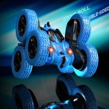 Storemax Oyuncak 2.4 Ghz Uzaktan Kumandalı Full Fonksiyon Işıklı Şarjlı 360° Dönebilen 6 Tekerlekli Atabilen Akrobat Araba (Mavi-Yeşil) (Mavi)