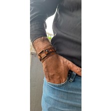 Timsah Desen Baskılı Hakiki Deri Bileklik