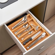 Storemax M9263-55 Ölçü Ayarlı 5-7 Bölmeli Bambu Kaşıklık - Çekmece Içi Tezgah Üstü Kaşıklık Organizer