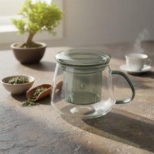 Storemax Borosilikat Cam Bitki Çayı Demleme Kupası | Cam Süzgeçli ve Cam Kapaklı Fincan | 350 ml | Tek Kişilik Çay Bardağı (Tombul Füme Rengi)