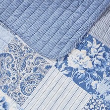 Storemax Ashley - Şal Desenli Yama Işi Koleksiyonu - Yorgan Seti -%100 Pamuk, Ters Çevrilebilir, Hafif ve Nefes Alabilir Yatak Takımı, Ekstra Yumuşaklık Için Önceden Yıkanmış, Battal Boy, Mavi