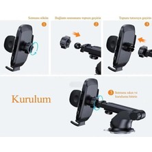 Storemax Uygun Elektronik Otomatik Klipsli Araba Telefon Tutucu Ayarlanabilir Cam ve Torpido Için Yüksek Kalite Tutucu, Vakumlu Uzayan Araç Içi Telefon Tutucu Ayarlanabilir Akrobat,tek Tuşla Açılır Kanatlar