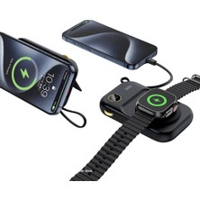 Storemax Xo ile Uyumlu Powerbank, Telefon ve Akıllı Saat ŞARJ,10000 Mah, 22.5W Hızlı Şarj, 15W Kablosuz Şarj, Uyumlu, Dahili Type-C Kablo, Stand Olabilir, Dijital Gösterge, PR270 (Siyah)