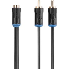 Storemax HY-B105, F To 2 Rca M Kablosu, 0.3 M, Siyah