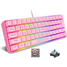 Storemax Trol Switch Mini Rgb Oyun Klavyesi Gaming 62 Tuşlu 18 Rgb LED USB Tip-C Kablosu Pembe Uyumlu