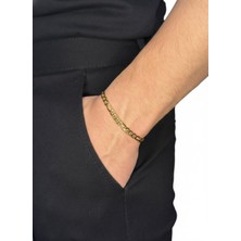 Winy Concept Gold Renk Çelik Erkek Bileklik - 18 cm Lüks ve Modern Tasarım
