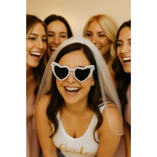 Dodomar Bride Bekarlığa Veda Gelin Gözlüğü Kalp Şekinde incili beyaz göz