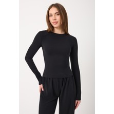 Ultra Soft Penye Modal Yuvarlak Yaka Bluz