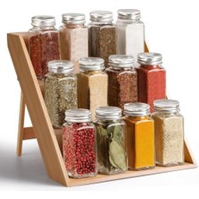 Storemax Bambu 3 Katlı Katlanabilir Baharat Standı | Çekmece Içi Kullanıma Uygun Baharatlar Için Organizer (Kavonozlar ve Aksesuarlar Dahil Değildir)