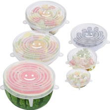 Storemax 6 Adet Silikon Streç Kapak, Dört Özellikli Yeniden Kullanılabilir Silikon Kap Kapağı, Çeşitli Gıda Kapları Için Uygun, Yüksek ve Düşük Sıcaklık Senaryoları (Mikrodalga Fırınlar, Dondurucular)
