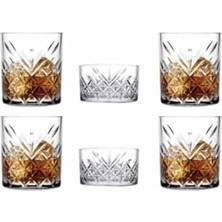 Storemax 4 Adet Lüx Viski Bardağı Timeless Kristal Dekorlu Bardak 345CC ve 2 Adet Çerezlik Takımı
