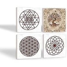 Storemax Yaşam Çiçeği, Sri Yantra, Hayat Ağacı Taş Bardak Altlığı Seti - 4 Parça - Dekoratif, Rustik Mutfak Aksesuarı, 10X10 Cm, Kaydırmaz Tabanlı, Şık ve Dayanıklı SC104