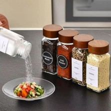 Storemax 12'li Bambu ve Akasya Kapaklı Cam Baharatlık Seti 120 ml - Doğal Ahşap Kapaklı, Şeffaf Cam, Sağlıklı ve Şık Baharat Kavanozları (Akasya Kapak)