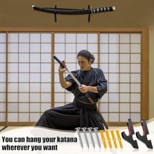 Storemax Kılıç Duvar Askısı, 2 Adet Ahşap Dövüş Sanatları Standı, Çivili Ahşap Kılıç Askısı, Ayarlanabilir 1 Katmanlı Katana Kılıç Askısı