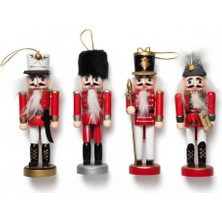 Storemax 13CM Nutcracker Ahşap Asker Fındıkkıran, Fındıkkıran Asker Şekilli Kukla Ahşap Dekoru Festival Dekoru Yılbaşı Nodel Süsleri Hediyelik Eşya (4'lü Paket Model1, 13 Cm)
