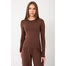 Ultra Soft Penye Modal Yuvarlak Yaka Bluz