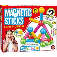Storemax Oyuncak 25 Parça Manyetik Çubuklar ve Toplar Çocuklar Için Eğitici Öğretici Set Kutulu Stem Oyuncağı