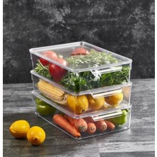 Storemax 1 Adet Kırılmaz Şefaf Akrilik Kapaklı Buzdolabı Organizeri | Buzdolabı Içi Düzenleyici | Sebze Meyve Saklama Kabı Organizeri (20CM x 32,5cm X7,5cm) Large Boy