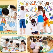 Storemax Çocuk Çizim Rulosu, 300X38CM Büyük Boy Dıy Yapışkan Duvar Boyama Kağıdı, Hayvan Figürlü Bölümlü Çizim Seti, Kız ve Erkek Çocuklar Için Parti ve Sanat Aktivite Malzemesi