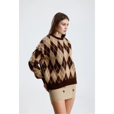 Cemo  Bisiklet Yaka Argyle Desenli Triko Kazak